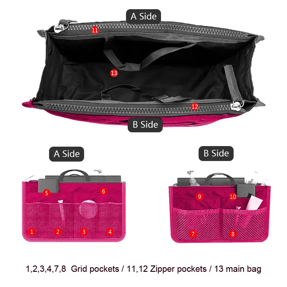 sac à main multi-poches pour organisateur de maquillage, sac à cosmétiques de grande capacité, sac à main de voyage multicolore portable