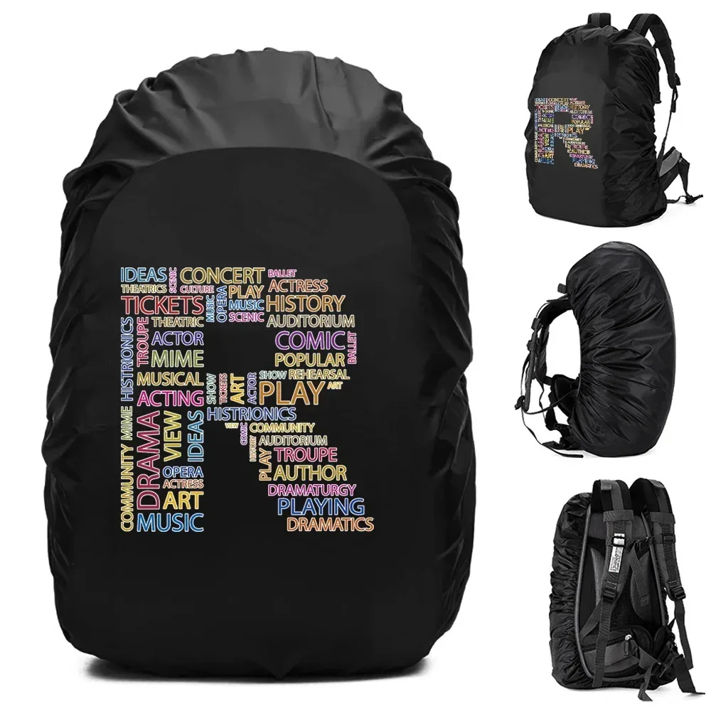 sac à dos imperméable pour homme, housse de pluie, camping en plein air, randonnée, escalade, sac à dos anti-poussière, texte imprimé, 20-70 l