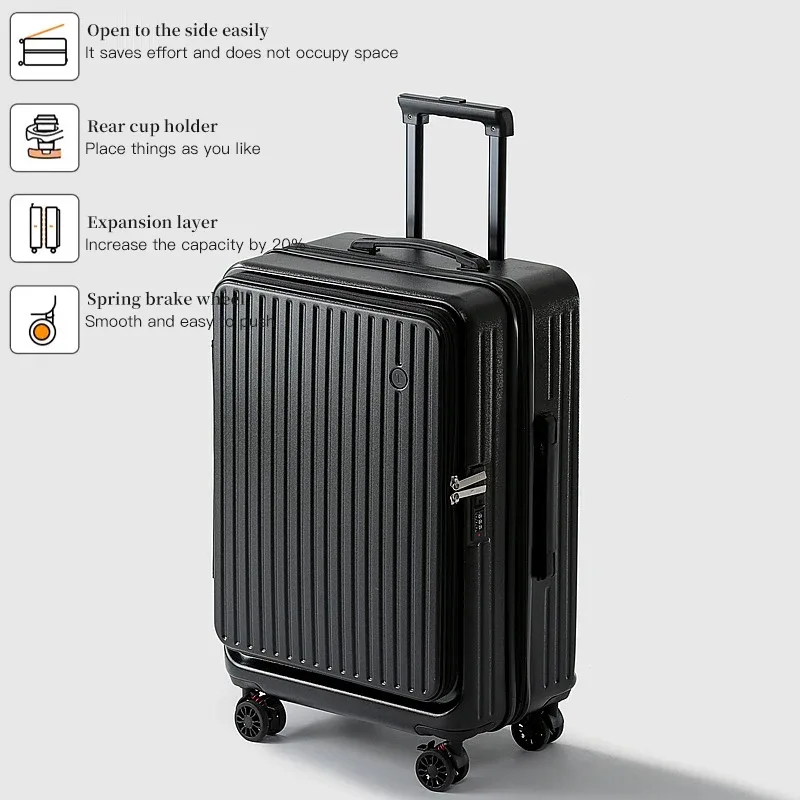 ensemble de bagages à roulettes rigide extensible avec ouverture latérale – valises à main et à carreaux, anti-choc et verrouillage par mot de passe