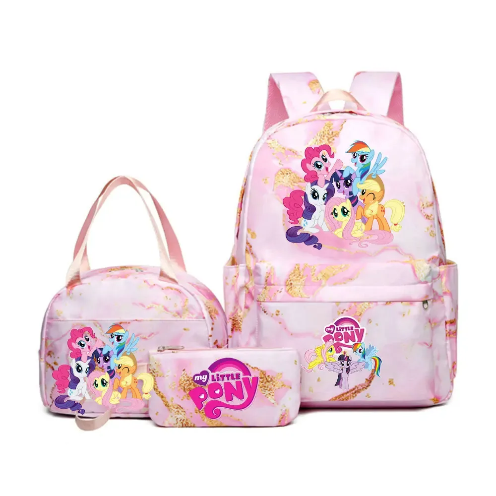 sac à dos my little pony, ensemble de 3 pièces, sac d'école pour étudiants, trousse à crayons, sac à dos de voyage pour adolescents, sac à dos décontracté pour ordinateur portable, mochilas