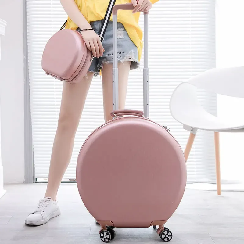 2025 nouvelle valise femme 18 pouces étui de maquillage à main bagage rond roue universelle valise ensemble petit sac de voyage 18 pouces