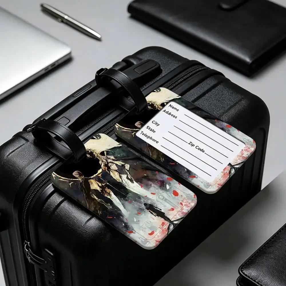 c-clair-obscur-expedition-33 porte-cartes d'information en pvc et étiquette de bagage anti-perte étanche avec nom, style mystère surréaliste
