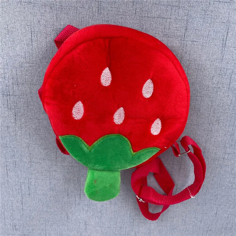 2 couleurs, cartable à fraises mignon, cartable à fruits en peluche mignons de 14cm, pochette à bandoulière extérieure