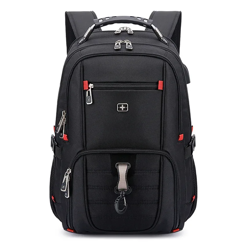 Sac à dos imperméable pour hommes, sacs à dos pour ordinateur portable 15.6/17 pouces, sacs de voyage scolaires, sac à dos d'affaires de grande capacité de style suisse, Mochila