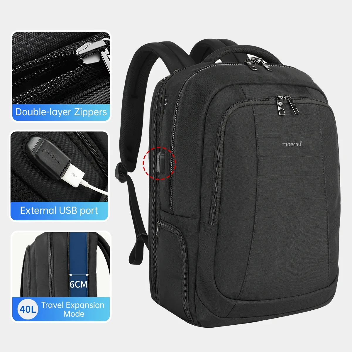 tigernu sacs à dos de voyage sac à dos sous vide 14 15.6 17.3 pouces sac à dos pour ordinateur portable pour sac à dos scolaire hommes cartable sac à dos de compression