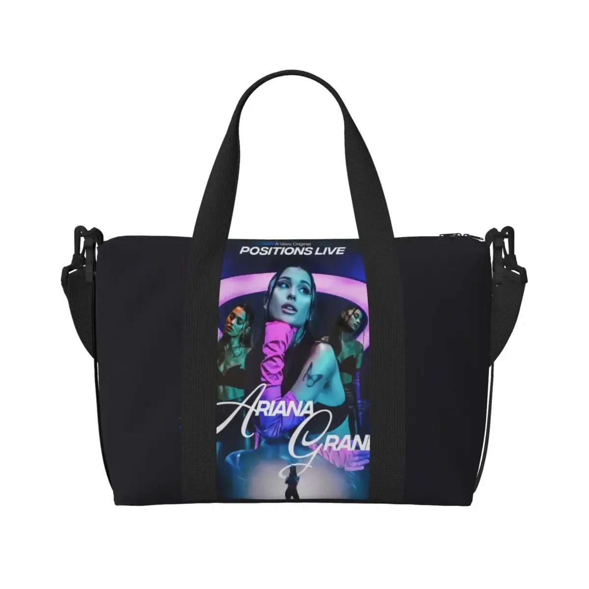 sac fourre-tout personnalisé ariana grande pop music pour femmes, sacs de voyage de grande capacité pour chanteur américain, plage, gymnastique