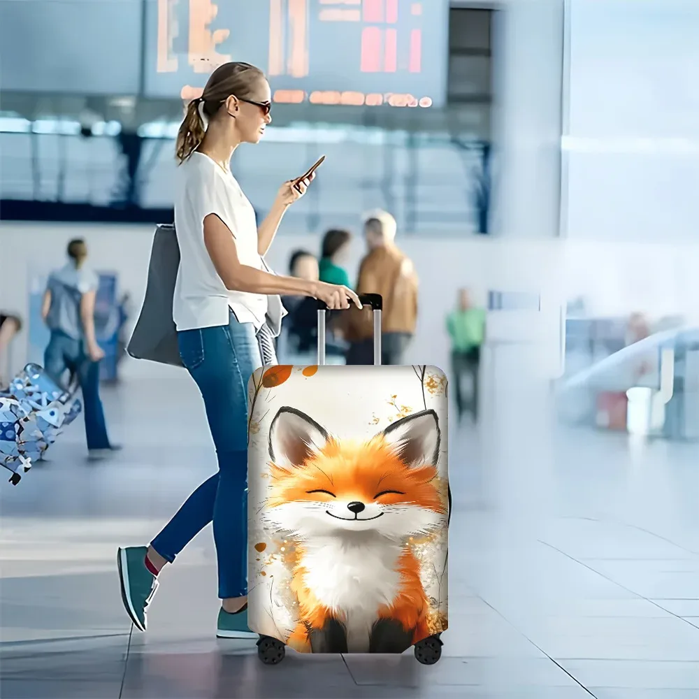 1 housse de bagage avec imprimé renard souriant mignon. s'adapte aux valises de 18 à 32 pouces ; protège efficacement vos bagages.