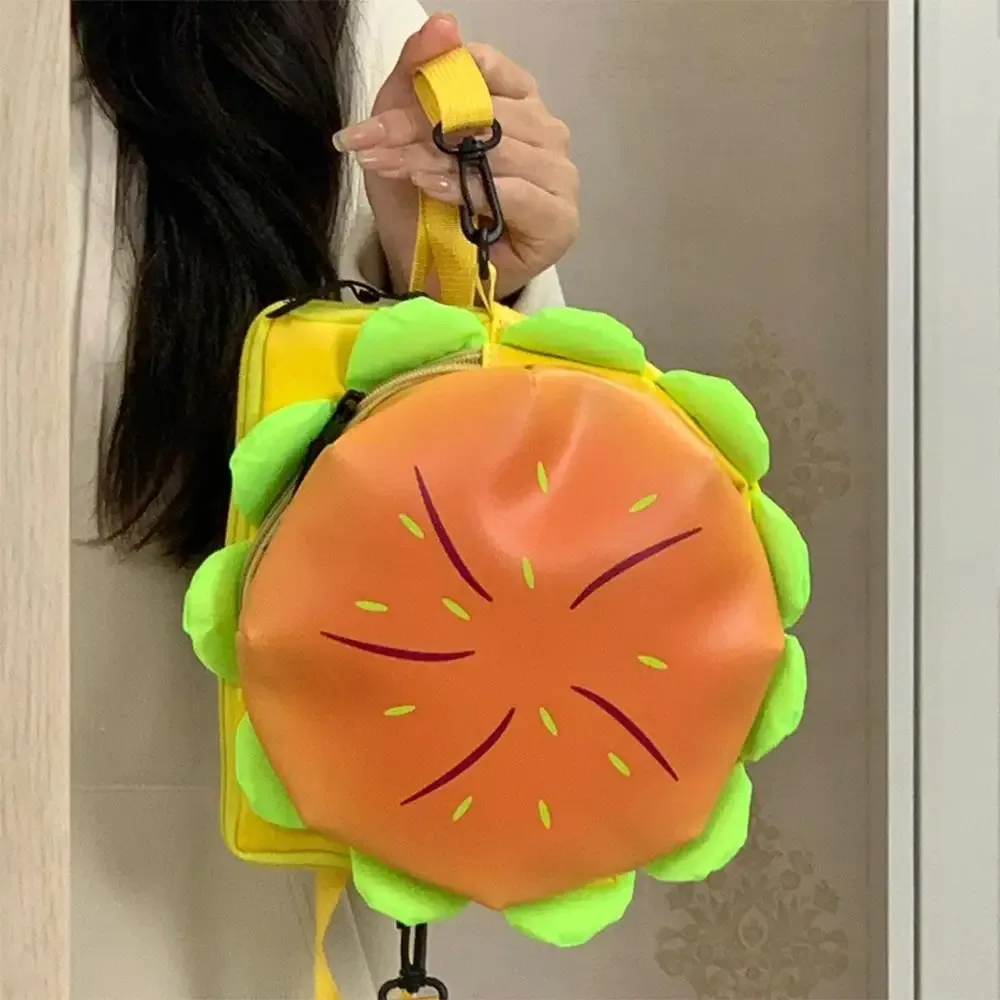 sac à bandoulière hamburger de dessin animé, sac à dos cheeseburger en pu, cartable de grande capacité, sac messager pour voyage en plein air, cadeau pour filles