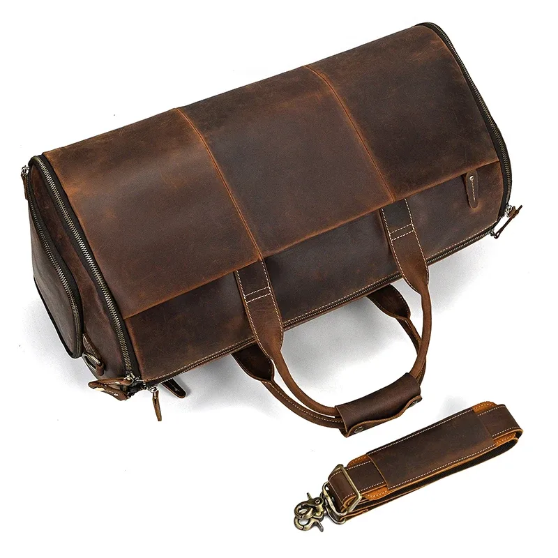 elin-sac pliant en cuir trempé pour homme, sacoche de voyage d'affaires avec poche à chaussures, juste de vêtements, bagage, polochon pour costumes