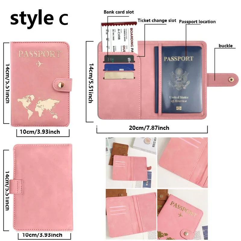 étui porte-passeport en cuir pour essentiels de voyage, portefeuille cartes de crédit, housse de passeport pour femme/homme avec boucle