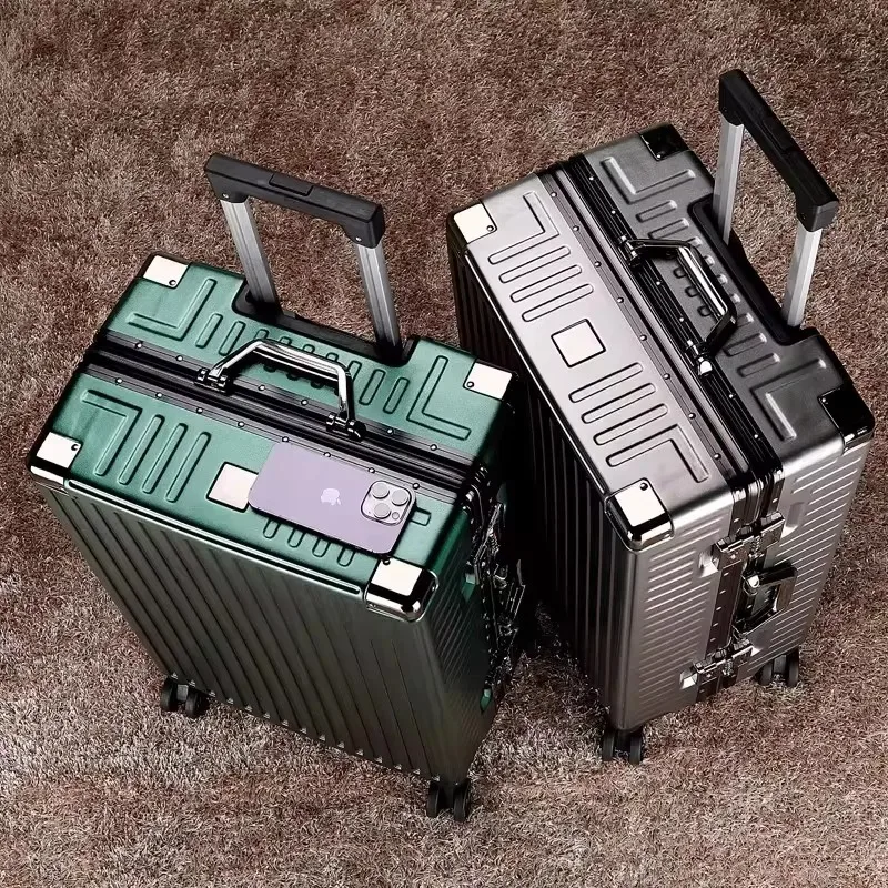 valise à cadre en aluminium, grande capacité, robuste et durable, avec serrure à combinaison, bagage cabine en