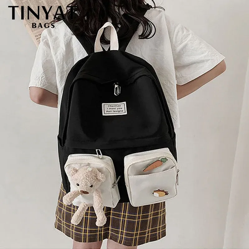 tinyat kawaii bear sac à dos 15.6 pouces grande capacité adolescents pour femmes sac d'école léger sac à dos pour ordinateur portable sangle réglable mignon