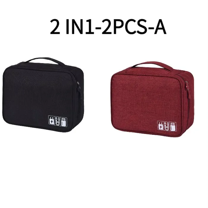 nouveau sac de rangement de voyage organisateurs de rangement de câbles pochette étui de transport portable étanche double couches sacs de rangement pour cordon de câble