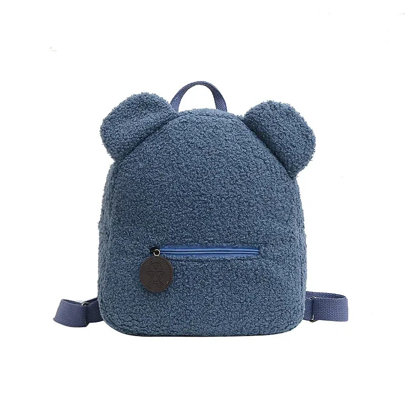 sac à dos en polaire avec oreilles d'ours pour enfants, 1 pièce, petit sac à dos décontracté en laine d'agneau pour filles, cartable pour voyage et shopping