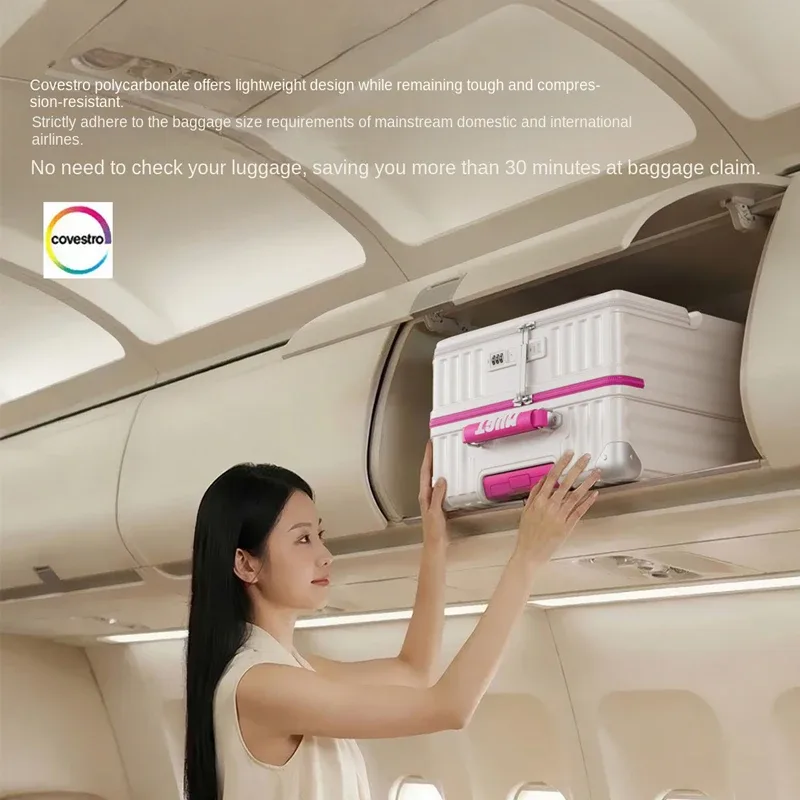 nouvelle valise cabine 2026 à ouverture frontale 16/18/20 pouces avec compartiment séparé pour ordinateur portable, port usb et porte-gobelet