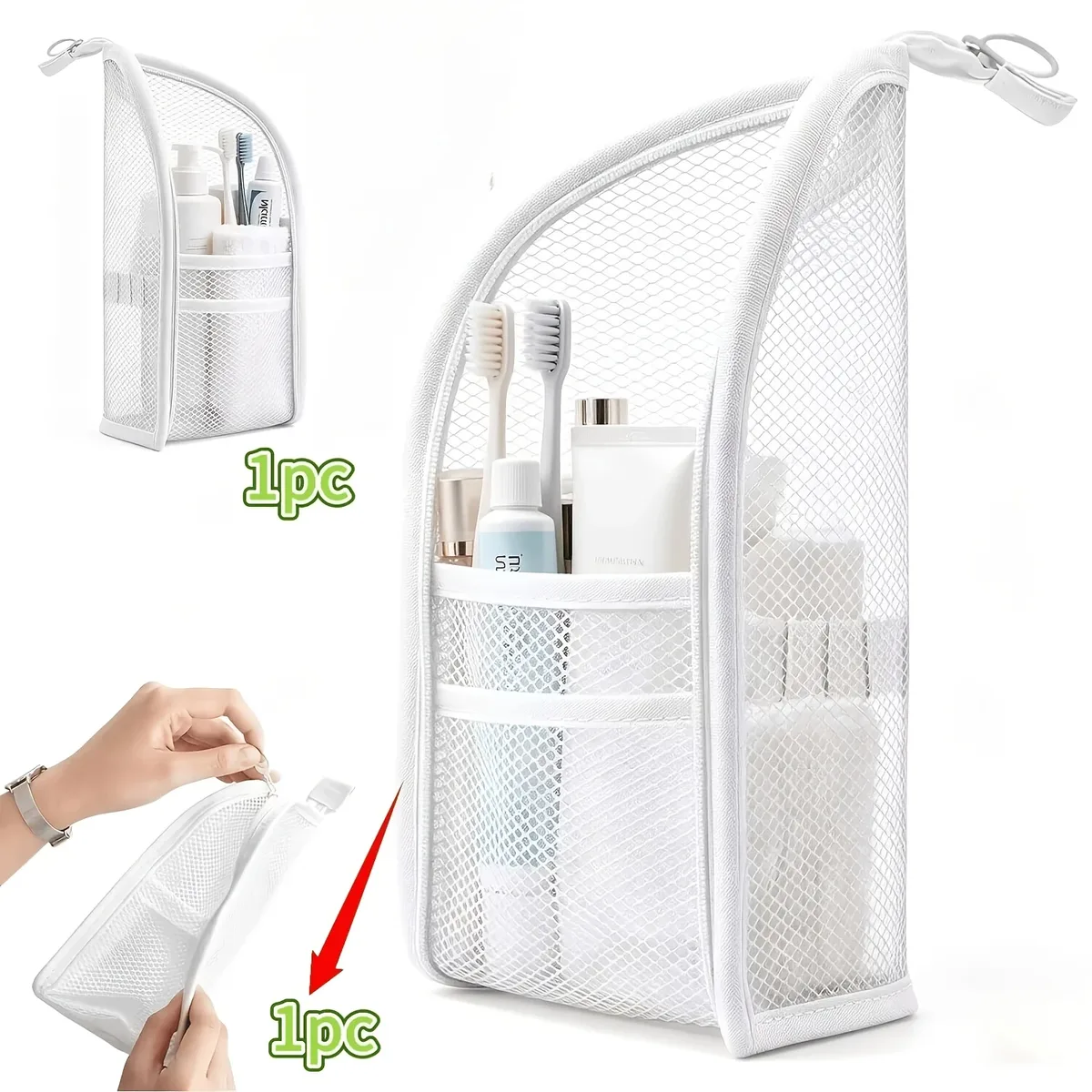 sac de toilette en maille eva, sac de rangement portable pour cosmétiques de voyage, sac à fermeture éclair en maille transparente pour femmes 여행용 파우치