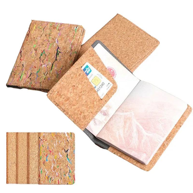 porte-passeport en liège, étui pour passeport en cuir grain de bois, sac pour cartes portable