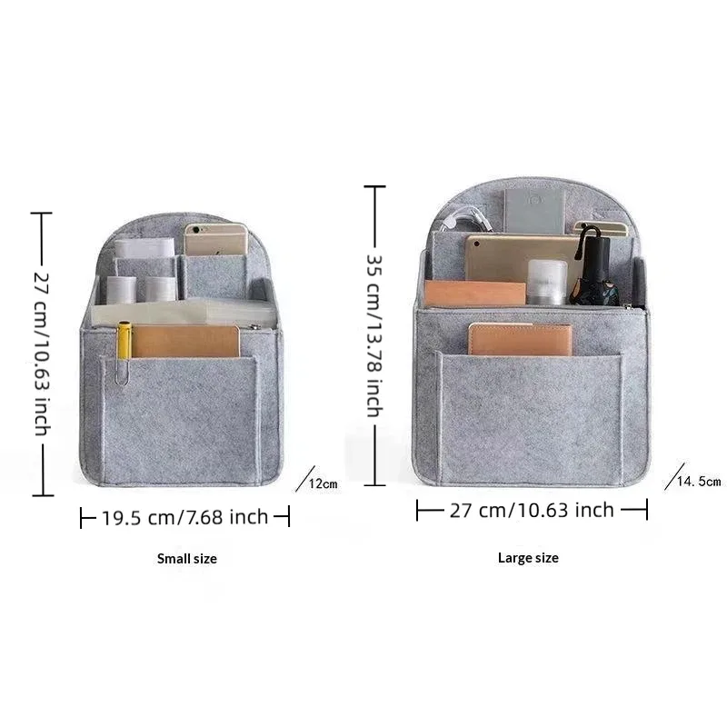 insert de sac à dos portable en feutre, petit sac de rangement pour cosmétiques, organisateur de maquillage, séparateur de sac de voyage, sac à bandoulière compatible avec divers sacs