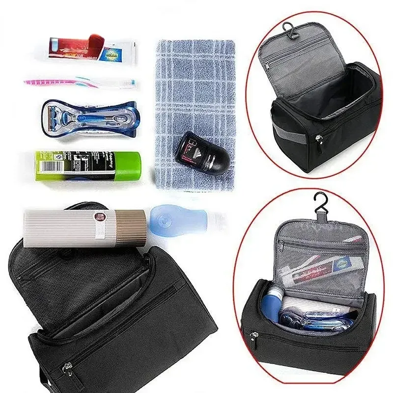 sac de rangement portable en polyester à fermeture éclair pour hommes et femmes, organisateur de produits de toilette, sac à cosmétiques de voyage, pochette de lavage étanche suspendue
