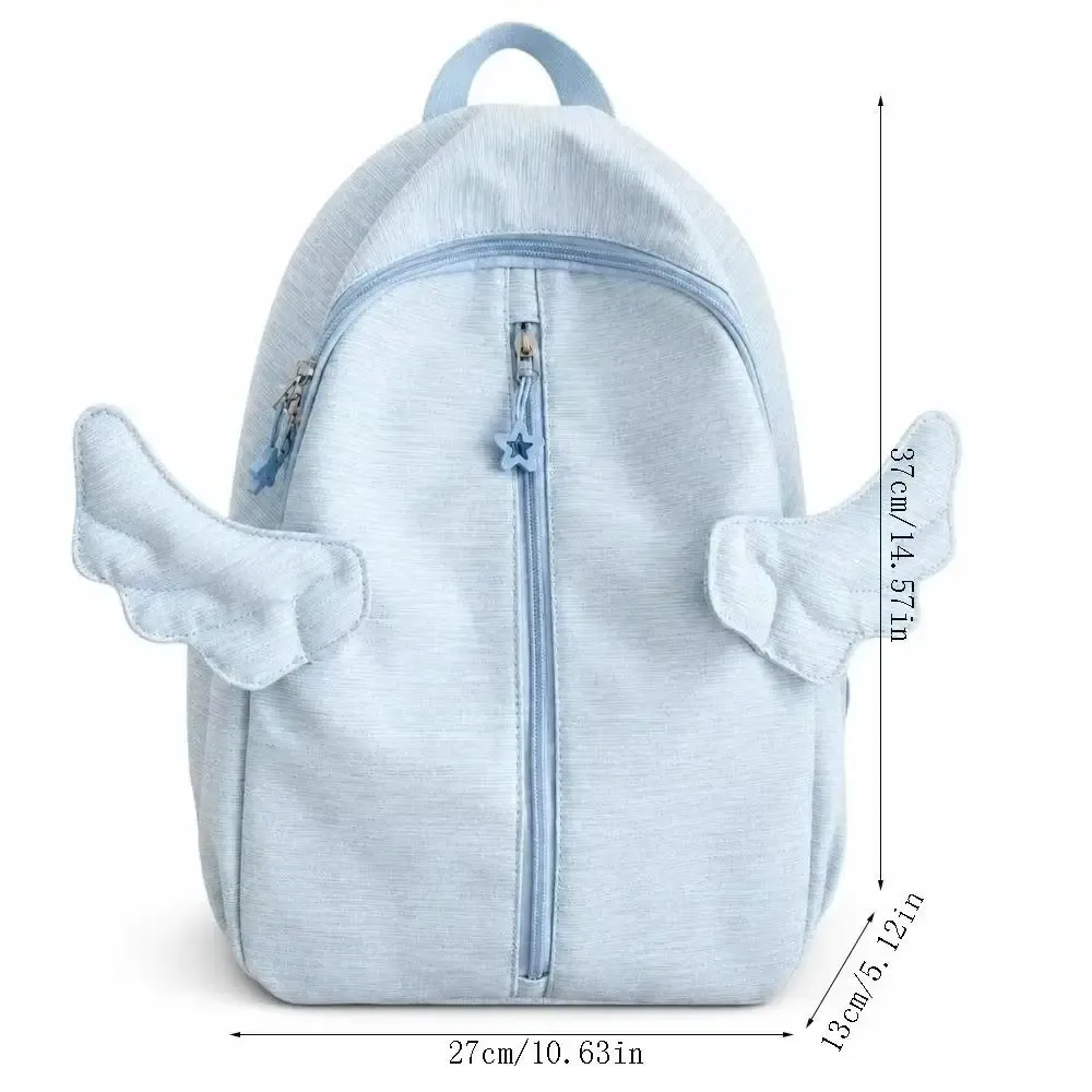 sac à dos y2k sweet angel wing multicolore avec plusieurs poches, en nylon, léger et mignon, idéal pour les étudiants, l'école et les voyages.