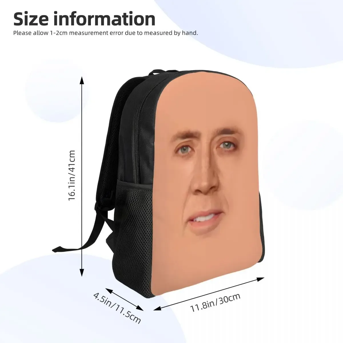 sac à dos personnalisé pour ordinateur portable nicolas cage meme, sac à livres de base pour femmes et hommes, sacs amusants pour étudiants