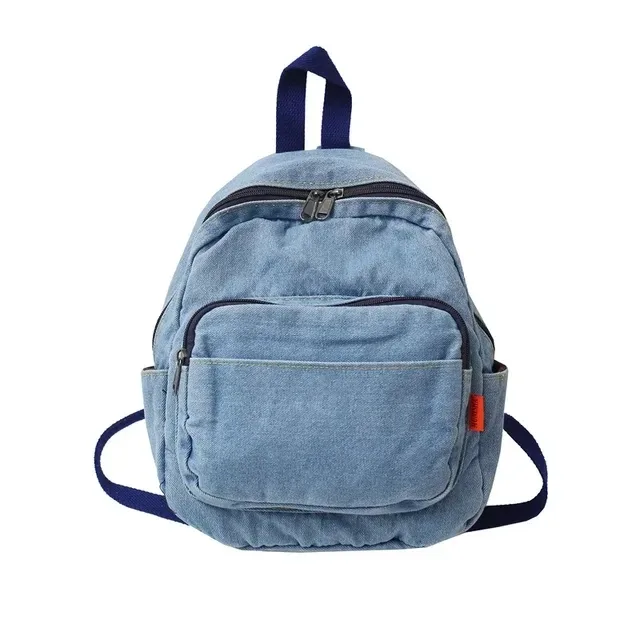 sac à dos en denim avec nom brodé pour femmes, sac de voyage en toile denim pour l'extérieur, nom personnalisé, cartable pour étudiants