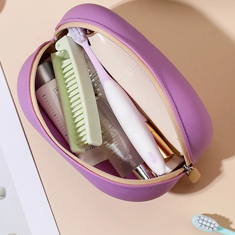 sac à cosmétiques en silicone de grande capacité, sac de rangement de voyage étanche et peu encombrant, fermeture éclair anti-poussière, porte-monnaie de voyage