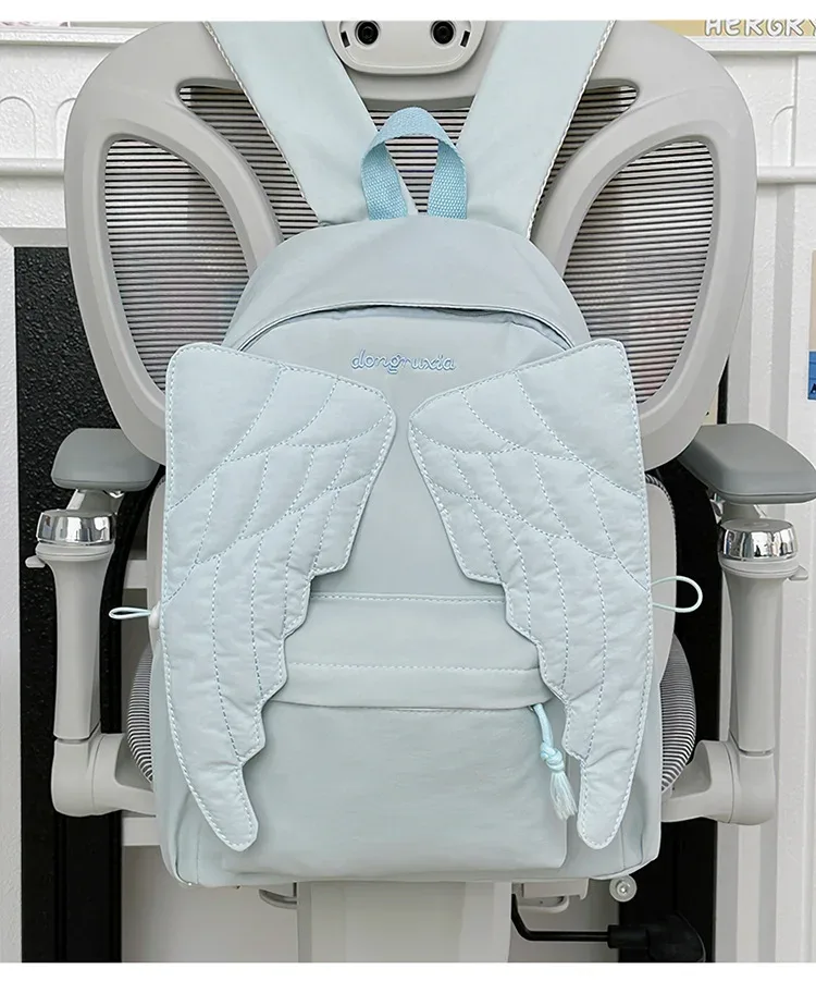 sac à dos pour femmes avec ailes d'ange, sac à dos en toile polyvalent pour filles, sac de voyage d'extérieur de grande capacité