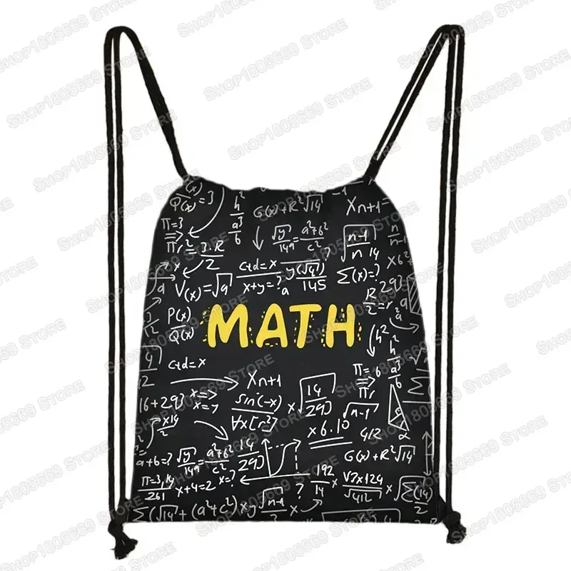 sac à dos magique cube imprimé avec cordon de serrage, sacs de rangement cubo magico pour voyage formule mathématique, sac à dos d'école pour garçons et filles, sac de jour pour enfants