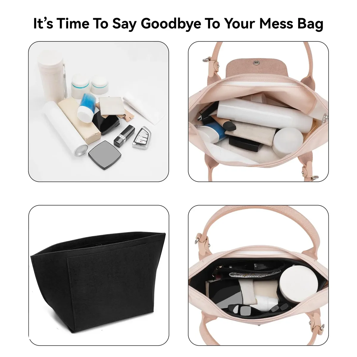 sac à insérer en feutre adapté au sac à main longchamp, sac de doublure en tissu feutré, sac de maquillage, support de voyage, organisateur de sac à main portable
