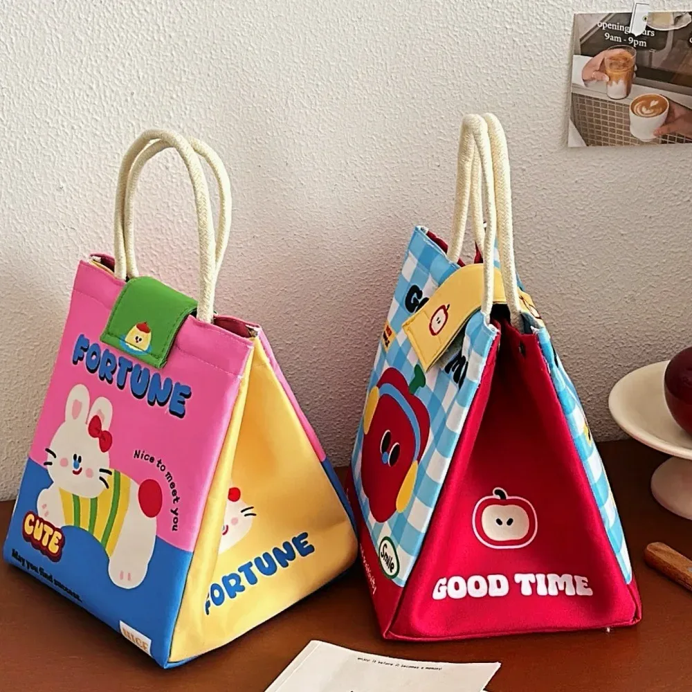sac bento mignon pour les employés de bureau, sac fourre-tout de grande capacité, sac isotherme à motif de dessin animé, sac pour boîte à déjeuner pour étudiants