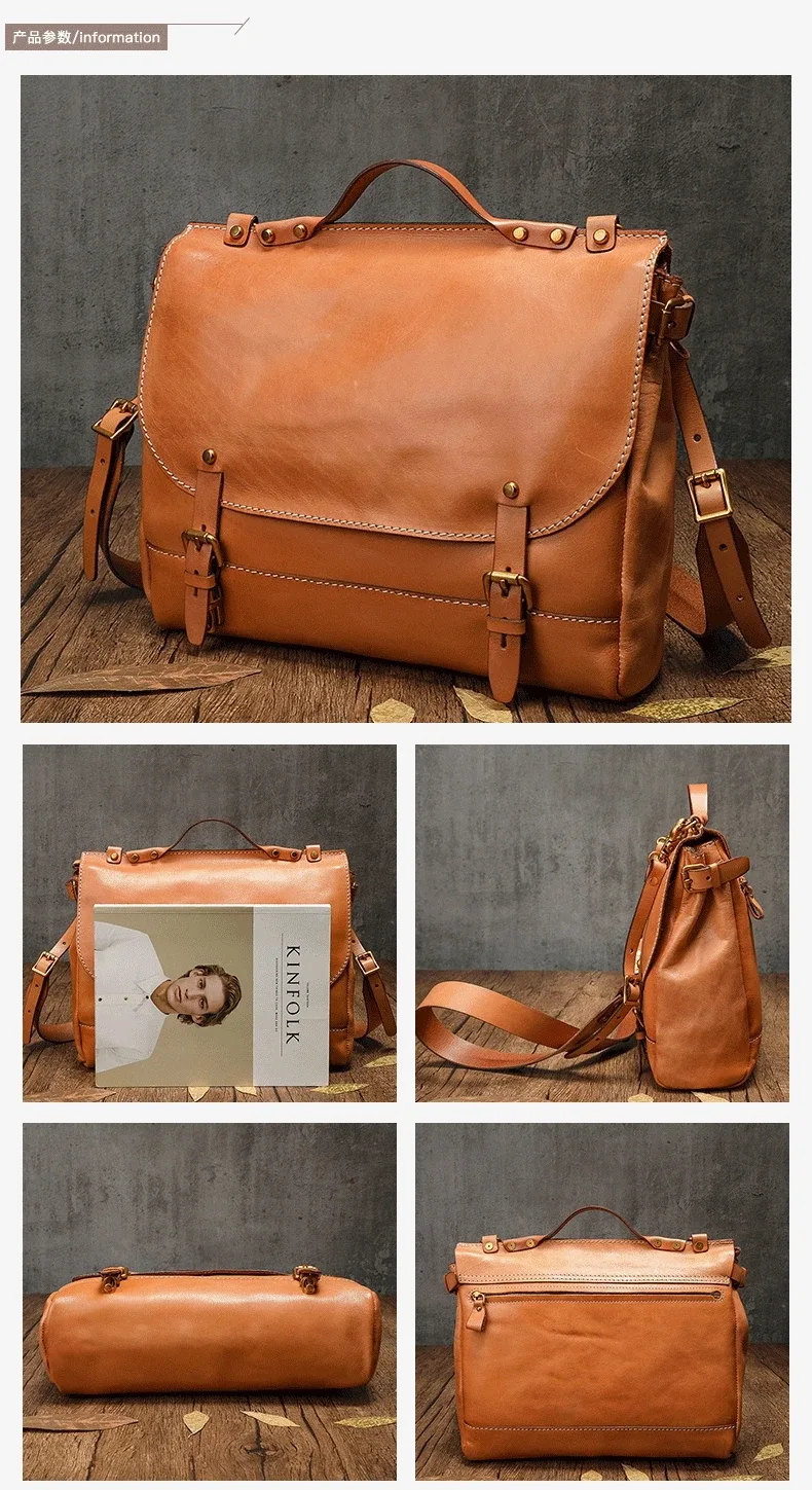 pndme vintage haute qualité en cuir véritable hommes porte-documents mode voyage à la main en cuir de vache travail épaule sac de messager