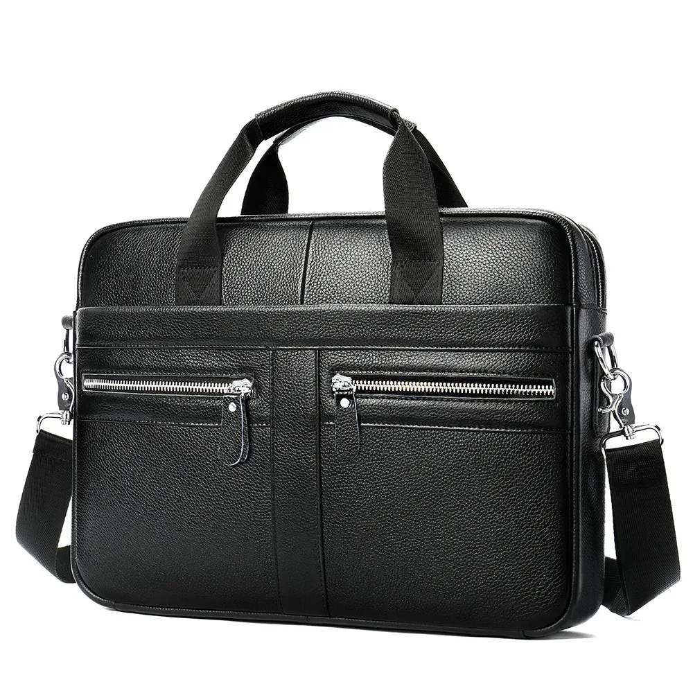 porte-documents en cuir pleine fleur pour homme, sacoche d'ordinateur portable professionnelle avec bandoulière, sac à main grande capacité pour les trajets professionnels