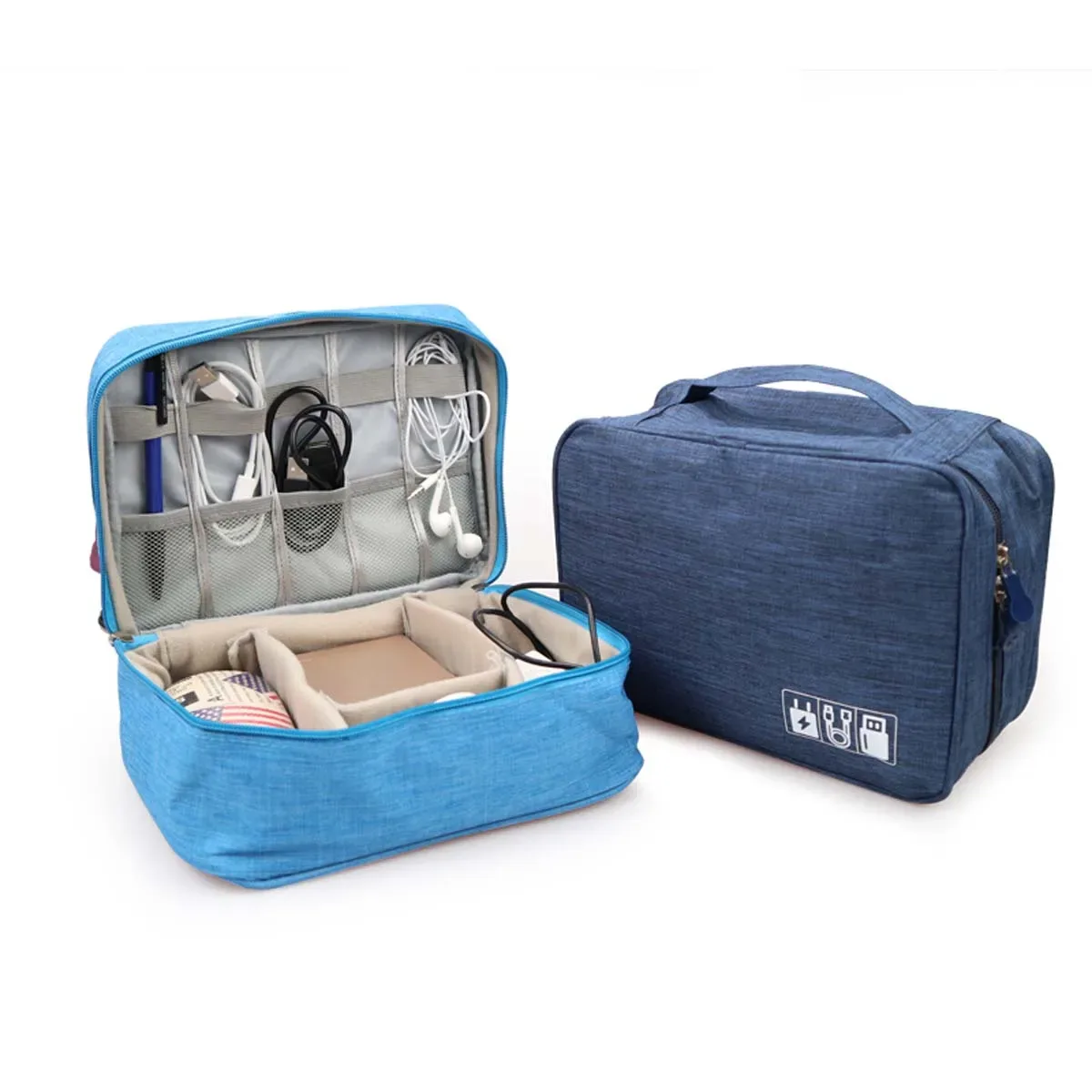 Organisateur de gadgets USB numérique Portable, fils de chargeur, pochette de rangement à fermeture éclair pour cosmétiques, Kit d'accessoires, fournitures, sac de câble de voyage