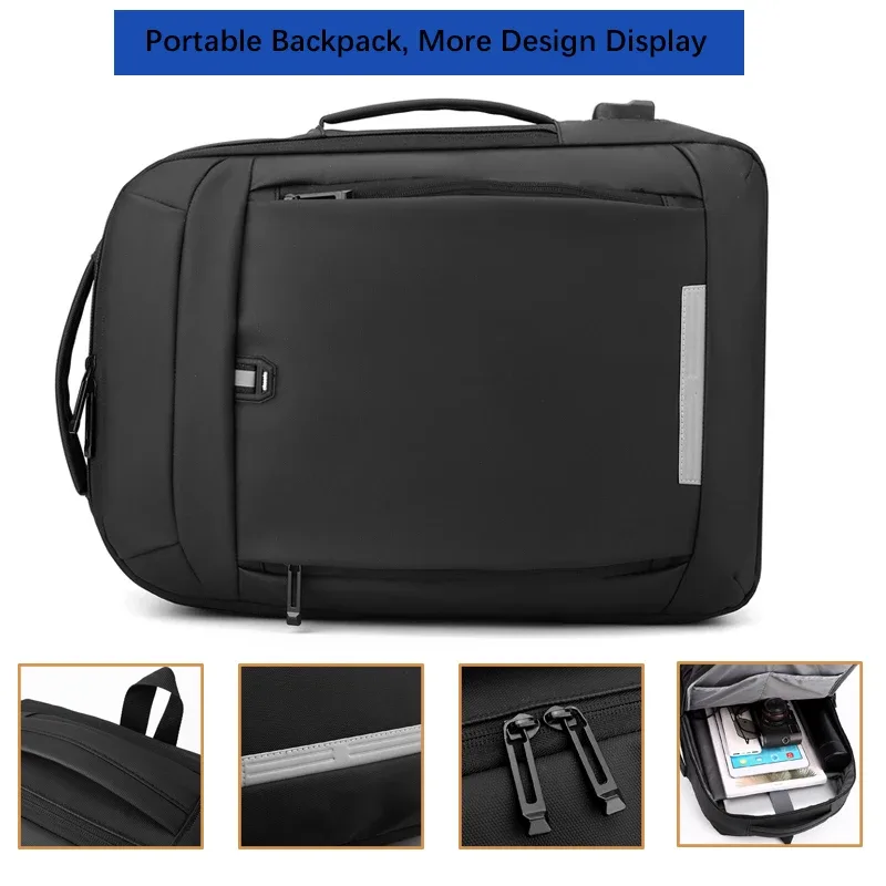 17 pouces ordinateurs portables d'entreprise sac à dos étanche cahier pour hommes école livre sac extensible multifonction usb charge homme sacs à dos