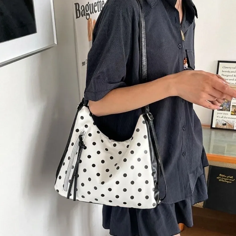 sac à bandoulière vintage en cuir pu à pois, grande capacité, léger, sac fourre-tout, sac sous le bras, sac à dos, sac seau, sac à main, cadeau pour femme