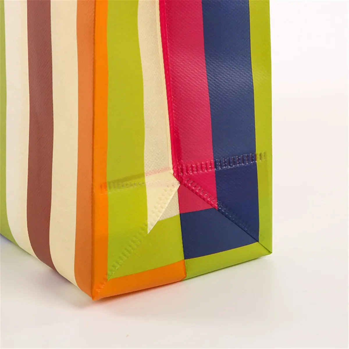 sac fourre-tout écologique en tissu non tissé, sac à bandoulière, sac à main pliable à rayures pour les voyages, les courses et les activités de plein air