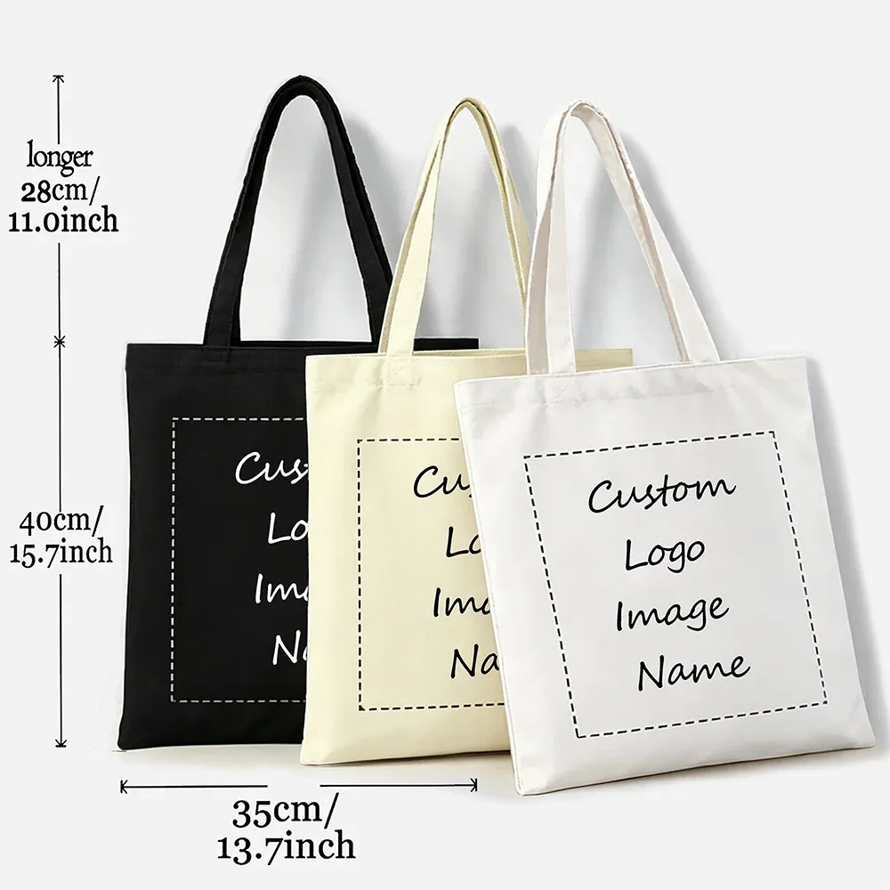 sacs fourre-tout personnalisés avec logo/image, réutilisables, en toile, pour voyage, cadeaux personnalisés pour mariée, sacs de shopping pour femmes, 1/2/3/4/5 pièces