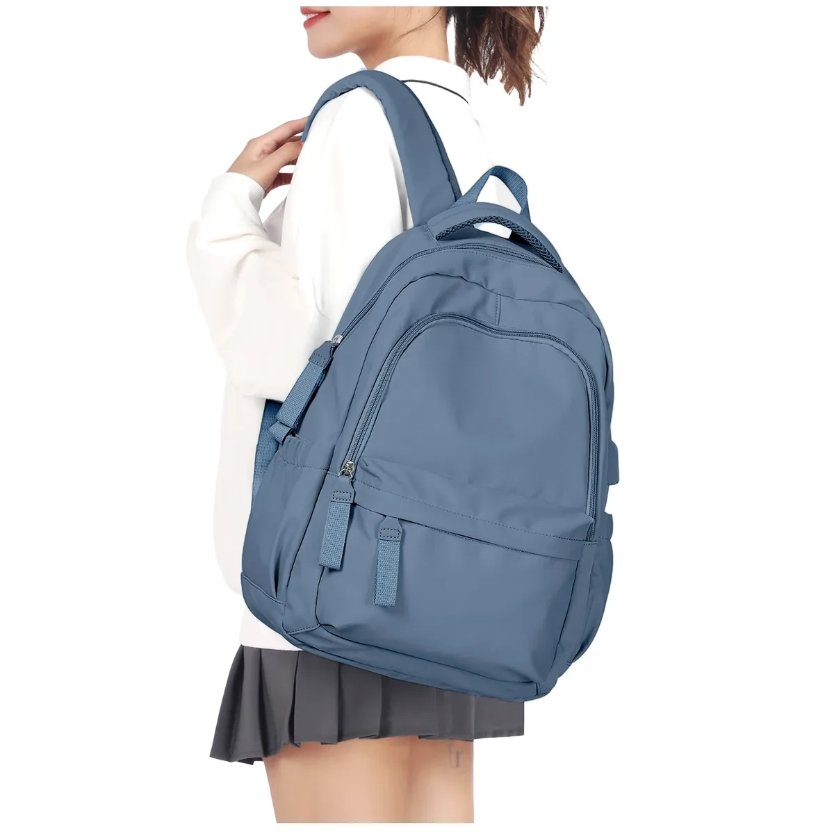 sac à dos scolaire, sac à dos décontracté et tendance, sac à dos pour ordinateur portable, sac d'école simple à grande capacité avec fermeture éclair pour filles et garçons