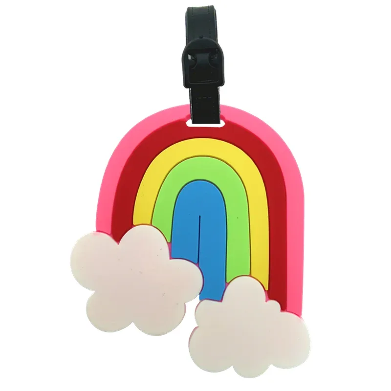 étiquette de bagage en forme de crème glacée mignonne, conception d'image de dessin animé pour enfants et filles, document de voyage et clip d'adresse en pvc durable, adapté