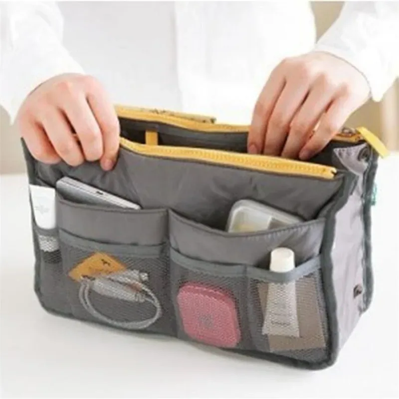 Organisateur insérer sac femmes Nylon voyage brosses organisateur sac à main sac à main grande doublure dame maquillage sac cosmétique pas cher femme fourre-tout