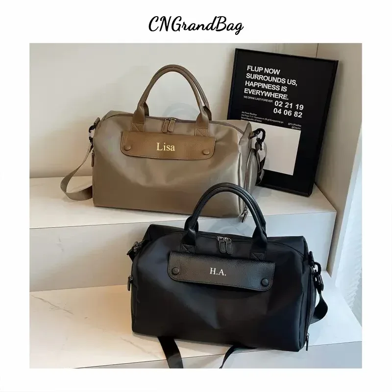 sac à bandoulière de sport et de fitness avec nom personnalisable, sac en tissu oxford pour femmes, sac à bagages léger, sac de voyage pour courte distance