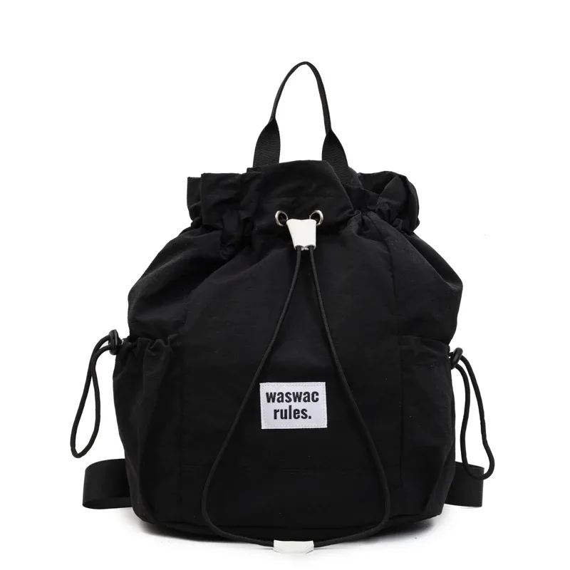 sac en toile polyvalent de grande capacité, décontracté, nouvelle mode d'été 2025, sac à dos à cordon de serrage, concis, couleur unie, sacs d'école légers