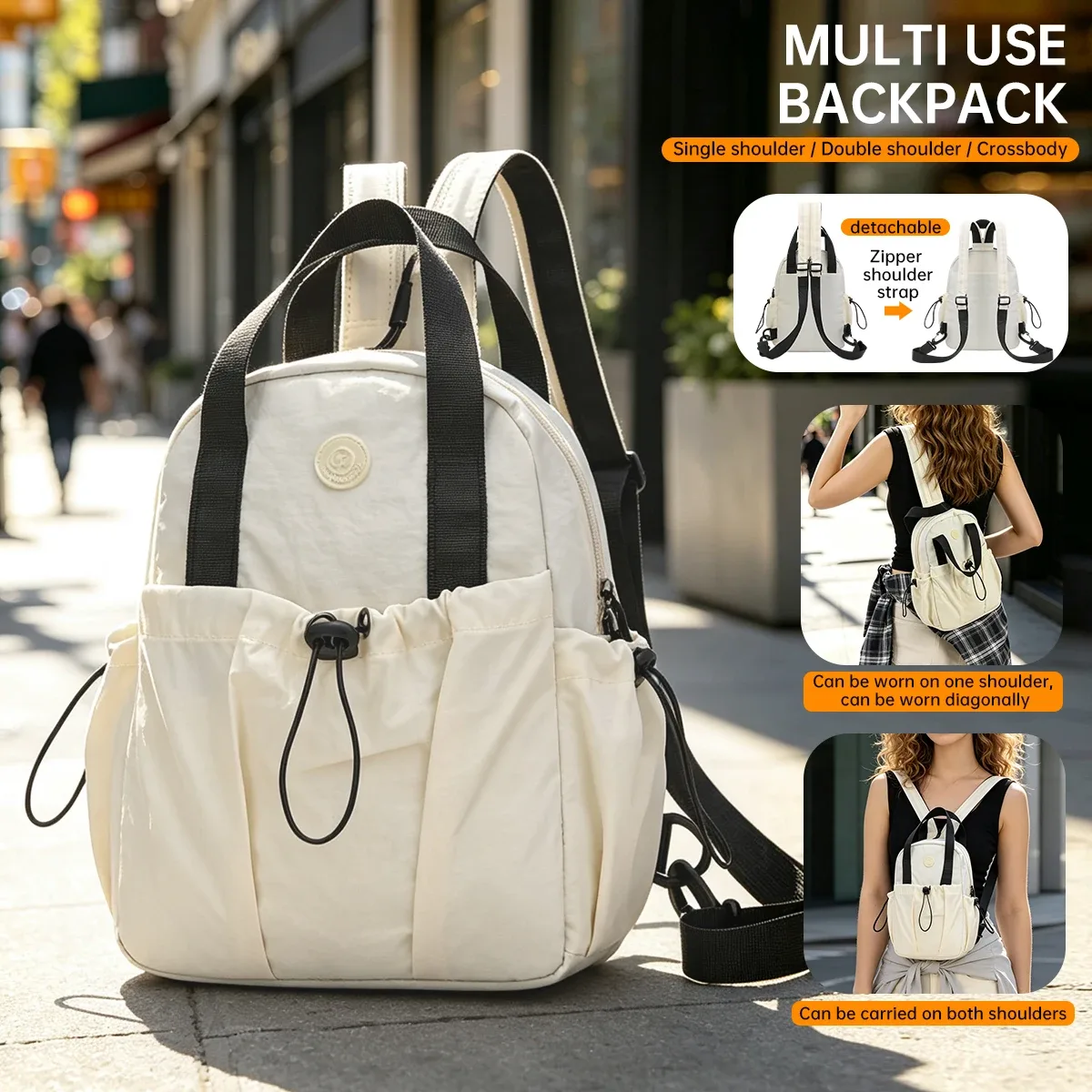 Sac de poitrine pour étudiant, sac bandoulière, sac de voyage multifonctionnel double usage pour femme, léger, tendance, sac à dos polyvalent pour les trajets quotidiens