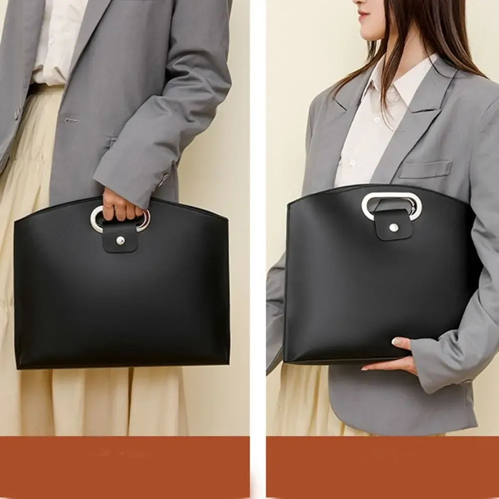 sac fourre-tout élégant en pu pour documents de bureau, couleur unie, grande capacité, sacoche pour ordinateur portable, porte-documents, extérieur