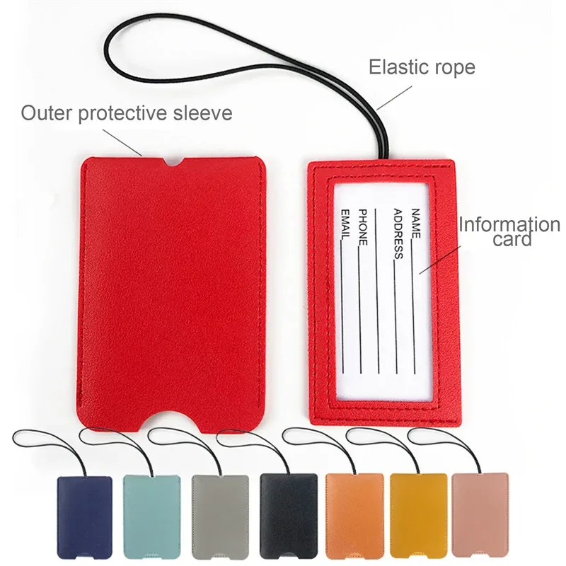 étiquette de bagage créative à double couche, étiquette portable, id de valise en pu, porte-adresse, bagage d'embarquement, accessoires de voyage