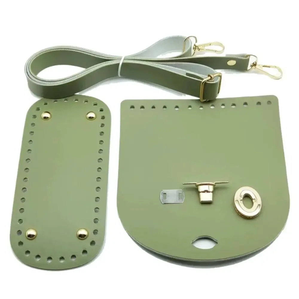 ensemble de 3 pièces : sangle de sac à bandoulière en cuir de couleur unie, base en pu, accessoires de remplacement pour sacs diy, accessoires de quincaillerie diy
