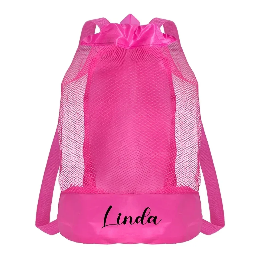 sac de plage personnalisé en filet avec cordon de serrage, sac à dos de rangement pour jouets de natation pour enfants, sac cadeau personnalisé pour les voyages d'été en bord de mer