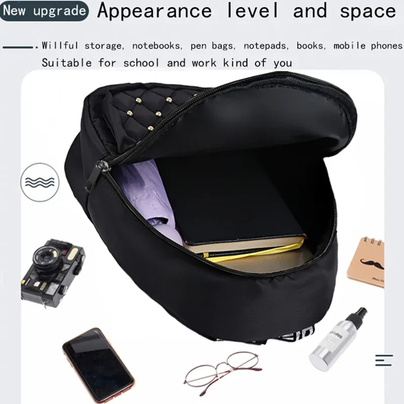 sac à dos clouté chic et élégant, multicolore, matelassé, sangle réglable, léger pour les déplacements quotidiens, sac élégant fonctionnel décontracté
