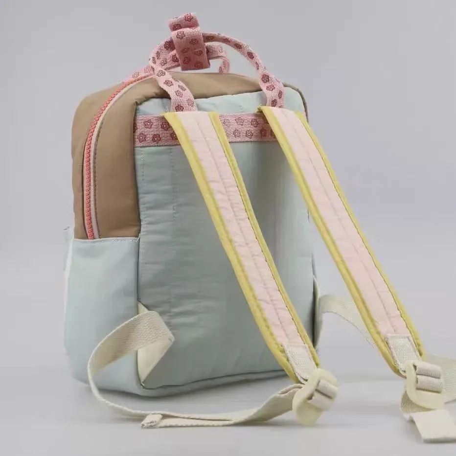 sac à dos enfant brodé avec pendentif tournesol mignon, personnalisable avec nom, sac à main bicolore, sac de voyage pour collations, sac de voyage pour campus